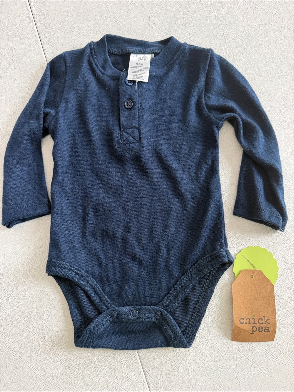 chick pea Navy Blue Long-Sleeve Baby One-Piece